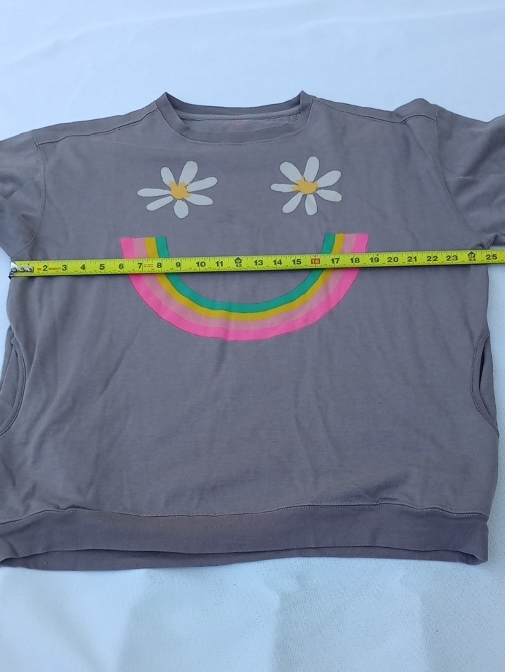 NATURAL LIFE Gray Crewneck Sweatshirt with Daisies & Neon Rainbow - Picture 10 of 15